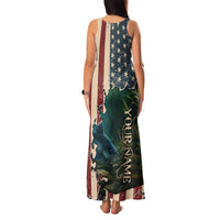 Catfish Fishing Family Matching Tank Maxi Dress and Hawaiian Shirt with Underwater Scene and Distressed American Flag Background - Wonder Print Shop