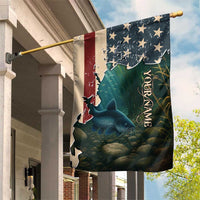 Catfish Fishing Garden Flag with Underwater Scene and Distressed American Flag Background - Wonder Print Shop