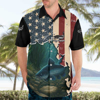 Catfish Fishing Hawaiian Shirt with Underwater Scene and Distressed American Flag Background - Wonder Print Shop