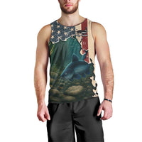 Catfish Fishing Men Tank Top with Underwater Scene and Distressed American Flag Background - Wonder Print Shop