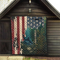 Catfish Fishing Quilt with Underwater Scene and Distressed American Flag Background - Wonder Print Shop