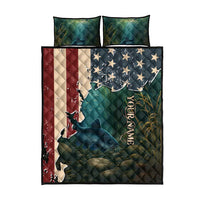Catfish Fishing Quilt Bed Set with Underwater Scene and Distressed American Flag Background - Wonder Print Shop