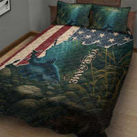 Catfish Fishing Quilt Bed Set with Underwater Scene and Distressed American Flag Background - Wonder Print Shop