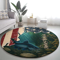 Catfish Fishing Round Carpet with Underwater Scene and Distressed American Flag Background - Wonder Print Shop