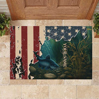 Catfish Fishing Rubber Doormat with Underwater Scene and Distressed American Flag Background - Wonder Print Shop