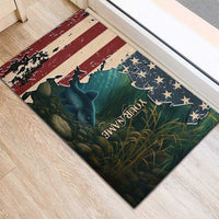 Catfish Fishing Rubber Doormat with Underwater Scene and Distressed American Flag Background - Wonder Print Shop