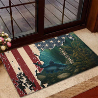 Catfish Fishing Rubber Doormat with Underwater Scene and Distressed American Flag Background - Wonder Print Shop