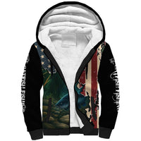 Catfish Fishing Sherpa Hoodie with Underwater Scene and Distressed American Flag Background - Wonder Print Shop
