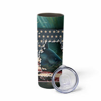 Catfish Fishing Skinny Tumbler with Underwater Scene and Distressed American Flag Background - Wonder Print Shop