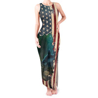 Catfish Fishing Tank Maxi Dress with Underwater Scene and Distressed American Flag Background - Wonder Print Shop