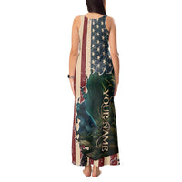 Catfish Fishing Tank Maxi Dress with Underwater Scene and Distressed American Flag Background - Wonder Print Shop