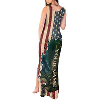 Catfish Fishing Tank Maxi Dress with Underwater Scene and Distressed American Flag Background - Wonder Print Shop
