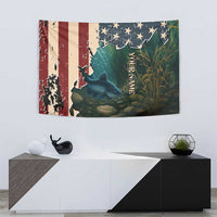 Catfish Fishing Tapestry with Underwater Scene and Distressed American Flag Background - Wonder Print Shop