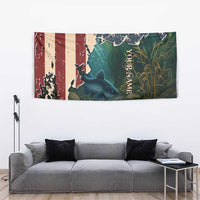 Catfish Fishing Tapestry with Underwater Scene and Distressed American Flag Background - Wonder Print Shop