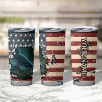 Catfish Fishing Tumbler Cup with Underwater Scene and Distressed American Flag Background - Wonder Print Shop