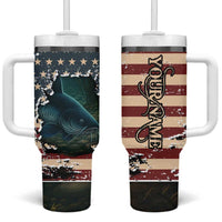 Catfish Fishing Tumbler With Handle with Underwater Scene and Distressed American Flag Background - Wonder Print Shop