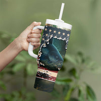 Catfish Fishing Tumbler With Handle with Underwater Scene and Distressed American Flag Background - Wonder Print Shop