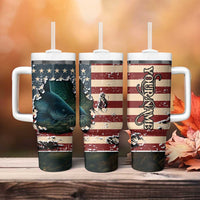 Catfish Fishing Tumbler With Handle with Underwater Scene and Distressed American Flag Background - Wonder Print Shop