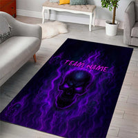 Custom Bowling Purple Flame Skull Area Rug Custom Team Name on Dark Background - Wonder Print Shop
