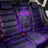 Custom Bowling Purple Flame Skull Back Car Seat Cover Custom Team Name on Dark Background - Wonder Print Shop