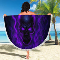 Custom Bowling Purple Flame Skull Beach Blanket Custom Team Name on Dark Background - Wonder Print Shop