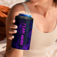 Custom Bowling Purple Flame Skull 4 in 1 Can Cooler Tumbler Custom Team Name on Dark Background - Wonder Print Shop