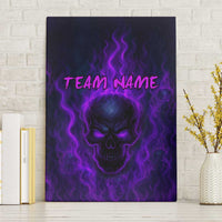 Custom Bowling Purple Flame Skull Canvas Wall Art Custom Team Name on Dark Background - Wonder Print Shop