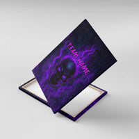 Custom Bowling Purple Flame Skull Canvas Wall Art Custom Team Name on Dark Background - Wonder Print Shop