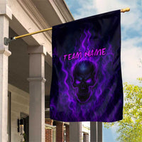 Custom Bowling Purple Flame Skull Garden Flag Custom Team Name on Dark Background - Wonder Print Shop