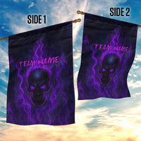 Custom Bowling Purple Flame Skull Garden Flag Custom Team Name on Dark Background - Wonder Print Shop