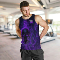 Custom Bowling Purple Flame Skull Men Tank Top Custom Team Name on Dark Background - Wonder Print Shop