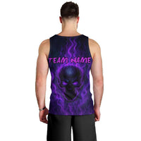 Custom Bowling Purple Flame Skull Men Tank Top Custom Team Name on Dark Background - Wonder Print Shop