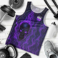 Custom Bowling Purple Flame Skull Men Tank Top Custom Team Name on Dark Background - Wonder Print Shop