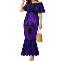 Custom Bowling Purple Flame Skull Mermaid Dress Custom Team Name on Dark Background - Wonder Print Shop