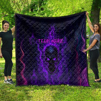 Custom Bowling Purple Flame Skull Quilt Custom Team Name on Dark Background - Wonder Print Shop
