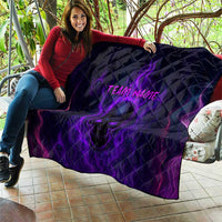 Custom Bowling Purple Flame Skull Quilt Custom Team Name on Dark Background - Wonder Print Shop