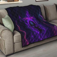 Custom Bowling Purple Flame Skull Quilt Custom Team Name on Dark Background - Wonder Print Shop