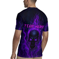 Custom Bowling Purple Flame Skull Rugby Jersey Custom Team Name on Dark Background - Wonder Print Shop