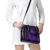 Custom Bowling Purple Flame Skull Shoulder Handbag Custom Team Name on Dark Background - Wonder Print Shop