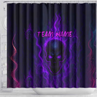 Custom Bowling Purple Flame Skull Shower Curtain Custom Team Name on Dark Background - Wonder Print Shop