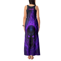 Custom Bowling Purple Flame Skull Tank Maxi Dress Custom Team Name on Dark Background - Wonder Print Shop