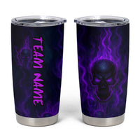 Custom Bowling Purple Flame Skull Tumbler Cup Custom Team Name on Dark Background - Wonder Print Shop