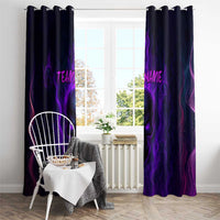 Custom Bowling Purple Flame Skull Window Curtain Custom Team Name on Dark Background - Wonder Print Shop