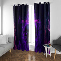 Custom Bowling Purple Flame Skull Window Curtain Custom Team Name on Dark Background - Wonder Print Shop