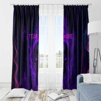 Custom Bowling Purple Flame Skull Window Curtain Custom Team Name on Dark Background - Wonder Print Shop