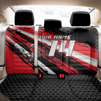 Custom Dirt Bike Back Car Seat Cover Motocross Rider Red Black Hex Pattern and Racing Number - Wonder Print Shop