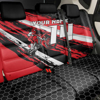 Custom Dirt Bike Back Car Seat Cover Motocross Rider Red Black Hex Pattern and Racing Number - Wonder Print Shop