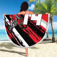 Custom Dirt Bike Beach Blanket Motocross Rider Red Black Hex Pattern and Racing Number - Wonder Print Shop