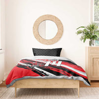 Custom Dirt Bike Bedding Set Motocross Rider Red Black Hex Pattern and Racing Number - Wonder Print Shop