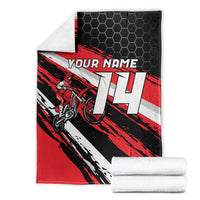 Custom Dirt Bike Blanket Motocross Rider Red Black Hex Pattern and Racing Number - Wonder Print Shop